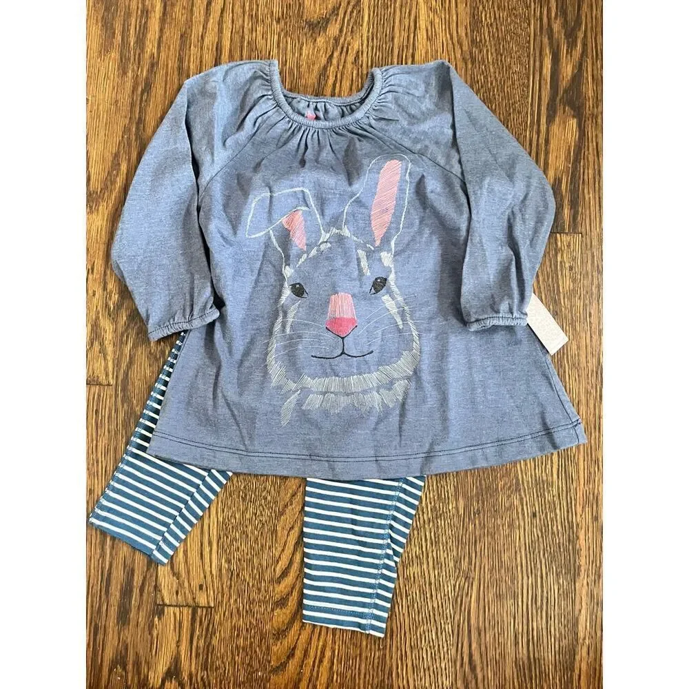 NEW pink chicken Infant 3-6 Months Blue Bunny Knit 2-piece Outfit